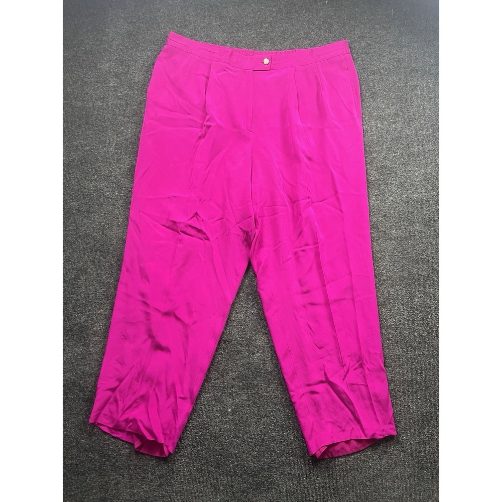 Peter Nygard Womens Pants Plus Size 18W Pink Pure Silk Career Tapered Trouser